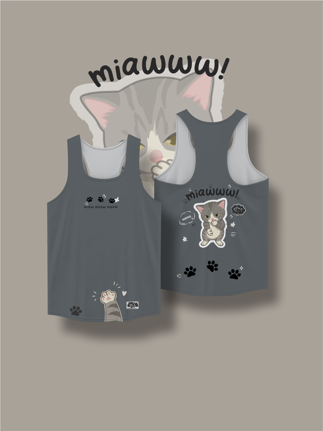 Lotel.id LOTEL Jersey Kucing-Cat Series Sleeve Less
